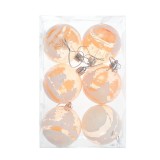 Globuri de Craciun, portocalii, SD19B-6-368, 6 cm, plastic, rotunde, set 6 bucati
