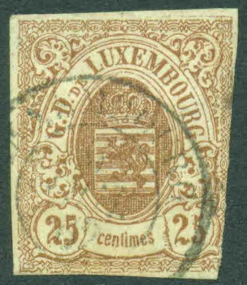 Luxembourg 1859 Usuals, Arms in oval, Michel#8, used G.352 foto