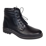 Ghete casual barbati din piele naturala imblanite Tomy Negru GKR26N