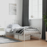 Cadru de pat metalic cu tablie de cap/picioare&nbsp;, alb, 90x190 cm GartenMobel Dekor, vidaXL