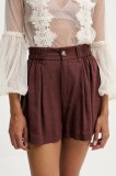 Answear.LAB pantaloni scurți cu in culoarea maro, neted, high waist