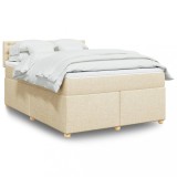 Cumpara ieftin Pat box spring cu saltea, crem, 160x200 cm, material textil