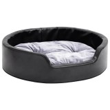 Cumpara ieftin Pat pentru caini, negru/gri, 69x59x19 cm, plus/piele ecologica