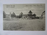 Rara! Cata(Brasov):Piata cu biserica evanghelica,carte postala circulata 1924