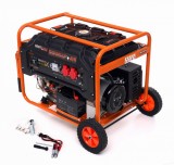 Generator curent 5.5kW 5500W 230V12V+pornire electrica+roti si maner motor benzina 15CP (KD164)