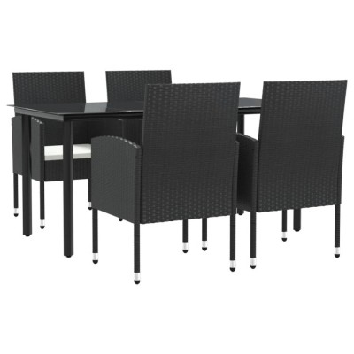 Set mobilier de gradina, 5 piese, negru, poliratan si otel foto