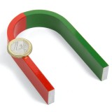 Magnet AlNiCo potcoava mare 100 x 63 mm, rosu-verde