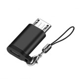 Adaptor type c (mama) to micro usb (tata) cu agatatoare breloc inclusa, 2.5 cm lungime, negru