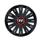 Set 4 capace roti Negre Cu Inel Rosu Active R16 Compatibil Cu Hyundai, Autohelix MSA