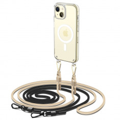 Husa Tech-Protect FlexAir Chain MagSafe pentru Apple iPhone 15 Plus Negru si Bej