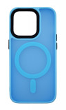 Husa din silicon compatibila MagSafe, Matte Transparent pentru iPhone 15 Pro Max Albastru deschis, Oem