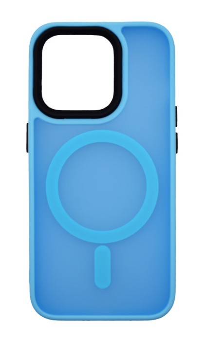Husa din silicon compatibila MagSafe, Matte Transparent pentru iPhone 15 Plus Albastru deschis