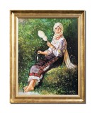 Tablou tarancuta torcand pictat manual, 60x50cm ulei pe panza rama din lemn, reproducere Nicolae Grigorescu, Stefan Bilibou
