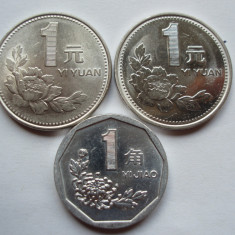 CHINA - 1 YUAN 1991 + 1 YUAN 1997 + 1 JIAO 1994 LM1.05