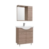 Mobilier Baie Complet Ruben 65 Ulm Rauna cu Chiuveta Ceramica, Dulap Oglinda si Iluminare LED, 60x80x45 cm