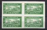 Romania 1933 &ldquo;ROMANIA GRATUIT 1858-1933&rdquo; vignete bloc de 4 &ndash; MNH, Nestampilat
