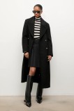 Answear Lab palton de lana culoarea negru, de tranzitie, cu doua randuri de nasturi