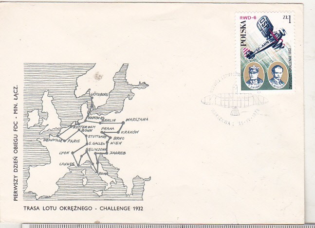 bnk fil Polonia - FDC 1978 - aviatie - Raidul Challenge 1932 - RWD-6