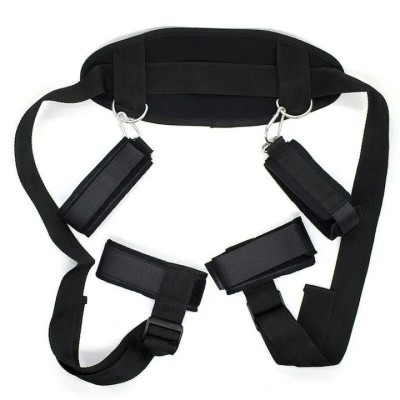 Set accesorii erotice, curele si catuse pentru maini si glezne, reglabile, negru foto