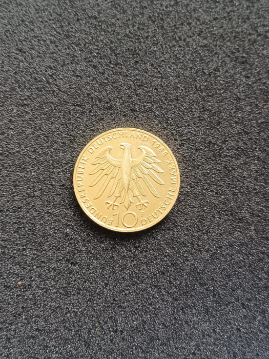 Moneda argint placat cu aur 10 mărci 1988