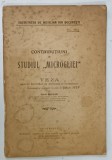CONTRIBUTIUNI IN STUDIUL ' MICROGLIEI ' . TEZA PENTRU DOCTORAT DE MEDICINA SI CHIRURGIE de IOAN BAZGAN , 1923 , DEDICATIE *