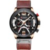 Ceas Barbatesc Curren Cronograf Maro, Curea Piele Eco, Quartz, Analogic, Sport-Elegant, Diametru 47mm