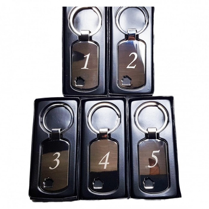 Set 5 bucati breloc personalizat cu logo si numar camera pentru vila. casa vacanta. hotel. hostel. pensiune