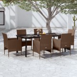 Gossi set de servit masa pentru gradina, 7 piese, maro si negru