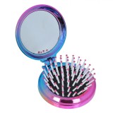 Perie Păr cu Oglindă, Model Rainbow, Multicolor, Diametru 6.5cm