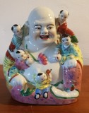 BUDA CU COPIII FERICIRII-STATUETA DIN PORTELAN-CHINA ANII 80