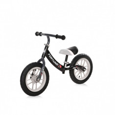 Bicicleta de echilibru, 2-5 ani, 12 inch, anvelope gonflabile, leduri, Lorelli Fortuna Air, Grey Black