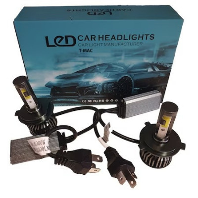 Set 2 becuri auto LED, soclu H4, putere 100W, 12.000 lumeni - Albastru foto