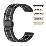 Curea ceramica, compatibila Apple Watch 10, 46mm, Negru/Argintiu