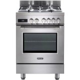 Aragaz profesional De Longhi PRO 66 MXL PZ RO, 4 arzatoare, Gaz + Electric, L 60 cm, Grill, inox