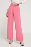 Abercrombie &amp; Fitch pantaloni femei, culoarea roz, drept, high waist