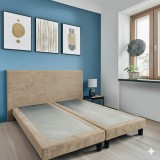 Pat Milano Premium din Lemn Masiv - 180&times;200 cm Bej / Pat