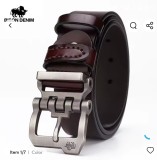 Curea barbati din piele Bison Denim, 115cm, Negru