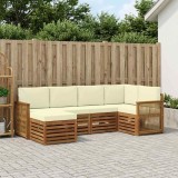 vidaXL Set Canapea Sectionala Gradina Lemn Acacia Natural Crem Perna Detasabila Modular Confortabil