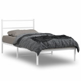 Cadru de pat din metal cu tablie, alb, 100x200 cm GartenMobel Dekor, vidaXL