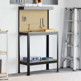 vidaXL Bănci de lucru cu raft Negru 81 x 41 x 145 cm Lemn compozit 42020131