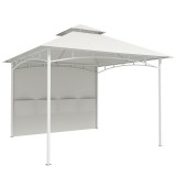 Outsunny Foișor de Grădină 3x3 m cu Corturi, Buzunare pentru Depozitare și C&acirc;rlig la Tavan, Foișor din Metal cu Acoperiș Dublu, Orificii de Drenaj, UV
