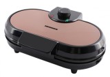 RESIGILAT - APARAT DE FACUT GOFRE HEINNER HWF-1000CR, 1000W, placi cu invelis antiaderent, Negru/aramiu