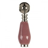 Maner mobila din aluminiu argintiu si ceramica roz 6 cm x 2 cm