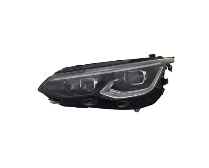 Far VW GOLF VIII, 11.2019-, partea stanga, TYC, lense; cu LED daytime running light; LED; electrical; negru rim; fara unitate control LED; cu motor;