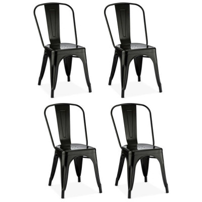 Set of 4 Black Dining Chairs Korona foto