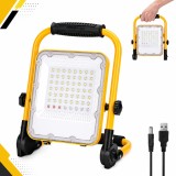 Cumpara ieftin Proiector Led Portabil Reincarcabil, Usb, IP65, 50W, 360&deg;,10000mAh, 6500K, Aluminum, Black/Yellow