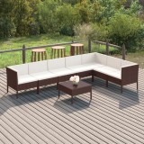vidaXL Set mobilier de grădină cu perne, 8 piese, maro, poliratan 3094427