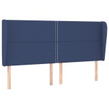 Cumpara ieftin Tablie de pat cu aripioare, albastru, 183x23x118/128 cm, textil