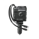 Incarcator Auto Cu Cablu USB-C / Lightning XO Design CC66 4in1, 104W, 3A, 1 x USB-A - 1 x USB-C, Gri