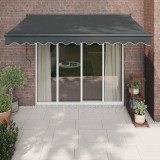 Copertina Retractabila vidaXL, 3x2.5m, Antracit, Aluminiu &amp; Poliester, Protectie UV, Montaj pe Perete, Terasa/Balcon